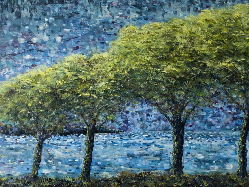 Puerto Polenca acrylic painting by Mike O'Brien